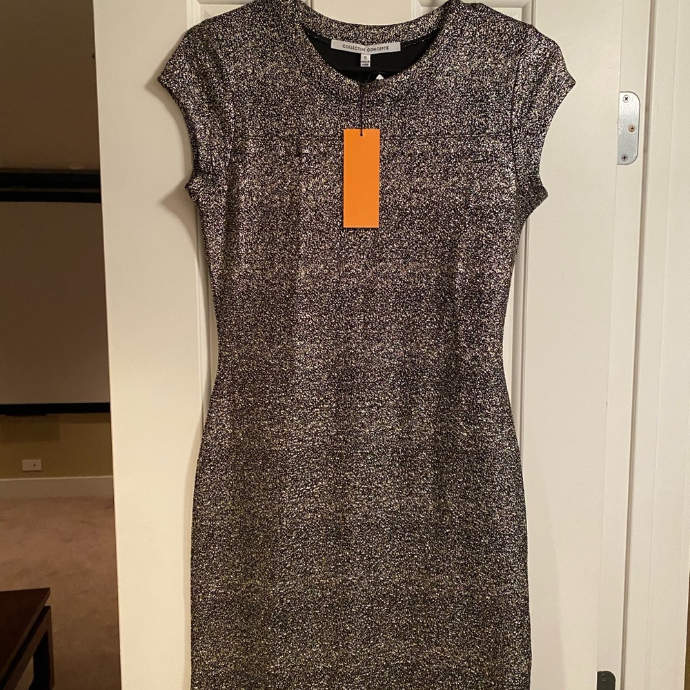 Black and Gold Fitted Dress